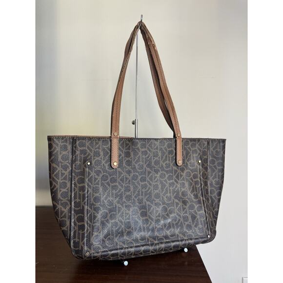 Calvin Klein Brown Tote Bag with CK Monogram Branding - Picture 4 of 6